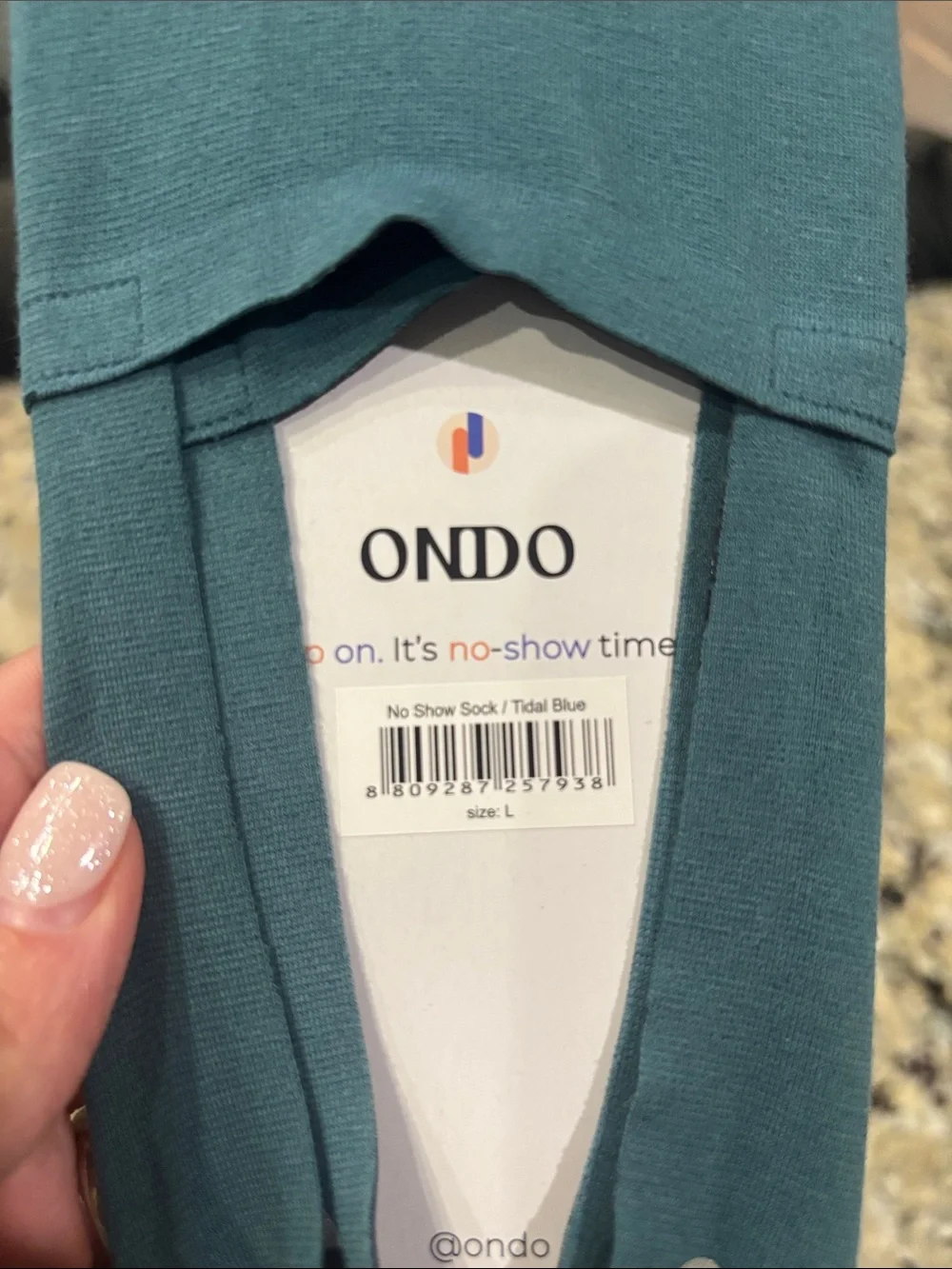 NWT Ondo Tidal Blue No-Show cotton Socks size large